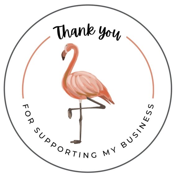 Flamingo Bundle Includes Poly Mailers, Thank You Stickers & Cards - Picture 2 of 8